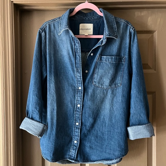 Lucky Brand Demin/Chambray Shirt button-down Size-L - Picture 9 of 11